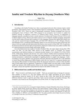 Iambic and Trochaic Rhythm in Jieyang (Southern Min) *