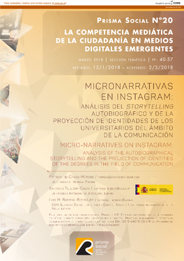 Micronarrativas En Instagram