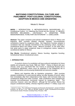 Post-Colonial Constitutional Adoption in Mexico and Argentina