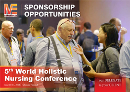 SPONSORSHIP OPPORTUNITIES 5Th World Holistic Nursing Conference