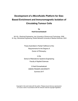 Based Enrichment and Immunomagnetic Isolation of Circulating Tumour Cells