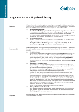 Ausgabeverfahren Mopedversicherung