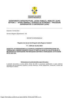 Dipartimento Infrastrutture, Lavori Pubblici, Mobilita' (Ilpm) Settore 1 - Affari Generali, Giuridici Ed Economici - Procedure Espropriative E Contenzioso (Ilpm)