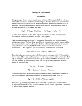 Enthalpy of Neutralization