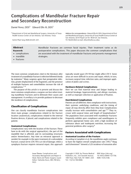 Complications of Mandibular Fracture Repair and Secondary Reconstruction