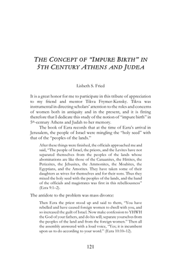 The Concept of “Impure Birth” in 5Th Century Athens and Judea