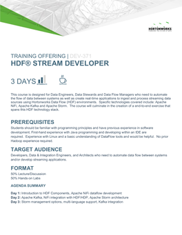 Hdf® Stream Developer 3 Days