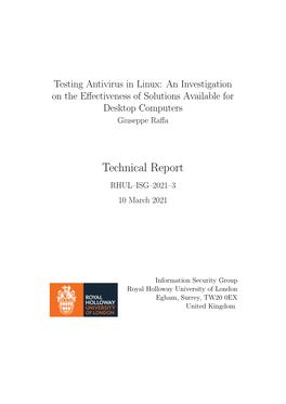 Technical Report RHUL–ISG–2021–3 10 March 2021