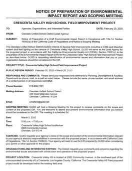 Notice of Preparation of Environmental Impact Report and Scoping Meeting