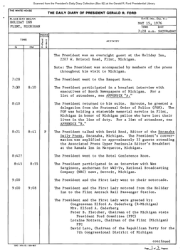 President's Daily Diary Collection (Box 82) at the Gerald R