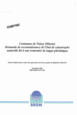 Commune De Taissy (Marne) Demande De Reconnaissance De L'état De Catastrophe Naturelle Lié a Une Remontée De Nappe Phréatique