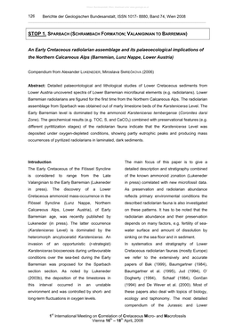 An Early Cretaceous Radiolarian Assemblage and Its Palaeoecological Implications of the Northern Calcareous Alps (Barremian, Lunz Nappe, Lower Austria)