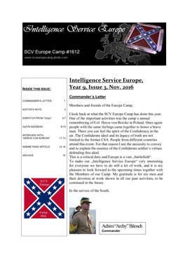 Intelligence Service Europe, Year 9, Issue 3, Nov. 2016