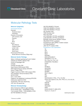 Molecular Pathology Tests