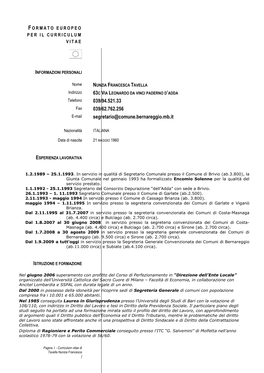 Cv Europeo Segretario