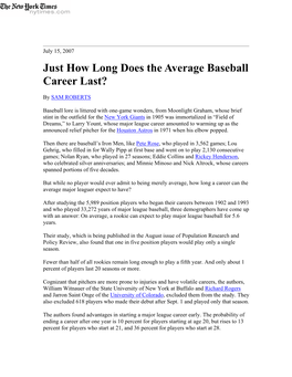Just How Long Does the Average Baseball Career Last?