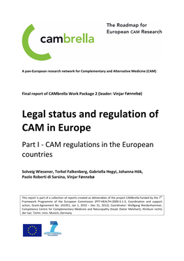 Legal Status and Regulation of CAM in Europe