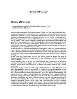 Iridology Book James Duffy, Edited by Ellen Jensen, Ph.D