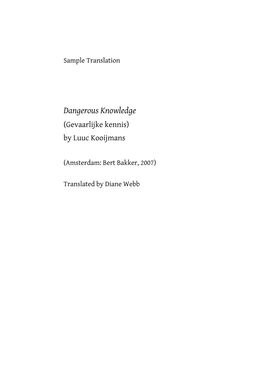 Gevaarlijke Kennis (Dangerous Knowledge, 2007, Sample Translation)