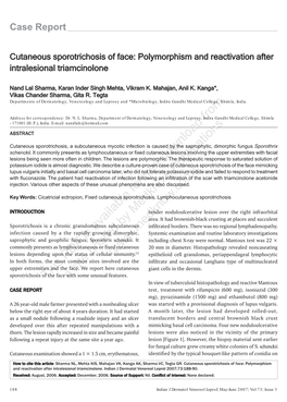 Cutaneous Sporotrichosis of Face: Polymorphism and Reactivation After Intralesional Triamcinolone