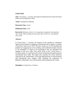 Baltimore History, Co-Conspirator Exemption, International Slave Trade, John Gooding, Privateering, Slave Trade Act, Transatlantic Slave Trade