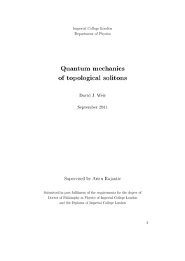 Quantum Mechanics of Topological Solitons
