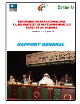 Seminaire International Sur La Securite Et Le Developpement Au Sahel Et Au Sahara