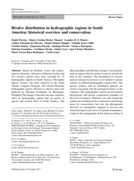 Bivalve Distribution in Hydrographic Regions in South America: Historical Overview and Conservation