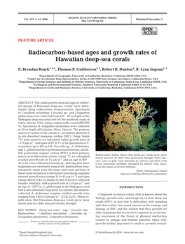 Radiocarbon-Based Ages and Growth Rates of Hawaiian Deep-Sea Corals