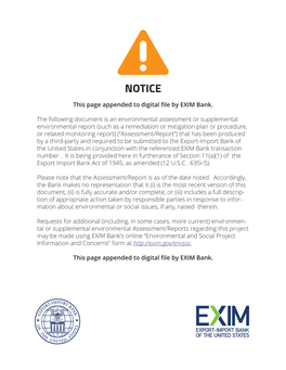 NOTICE This Page Appended to Digital ﬁle by EXIM Bank