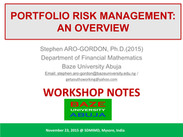 Portfolio Risk Management: an Overview