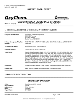 Safety Data Sheet Caustic Soda Liquid (All Grades)