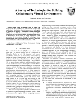 A Survey of Technologies for Building Collaborative Virtual Environments