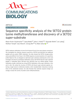 Sequence Specificity Analysis of the SETD2 Protein Lysine Methyltransferase and Discovery of a SETD2 Super-Substrate