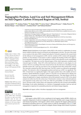 Topographic Position, Land Use and Soil Management Effects on Soil Organic Carbon (Vineyard Region of Niš, Serbia)