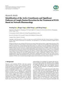Identification of the Active Constituents and Significant Pathways of Cangfu Daotan Decoction for the Treatment of PCOS Based on Network Pharmacology