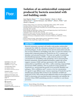 Isolation of an Antimicrobial Compound Produced by Bacteria Associated with Reef-Building Corals