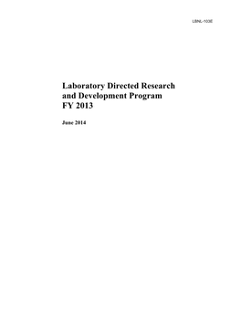 Laboratory Directed Research and Development Program FY 2013