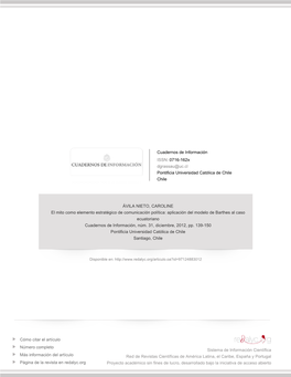 El Mito Como Elemento Estratégico De Comunicación Política: Aplicación Del Modelo De Barthes Al Caso Ecuatoriano Cuadernos De Información, Núm