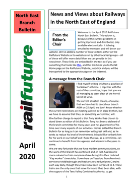 April 2020 Railfuture from the North East Bulletin