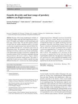 Genetic Diversity and Host Range of Powdery Mildews on Papaveraceae