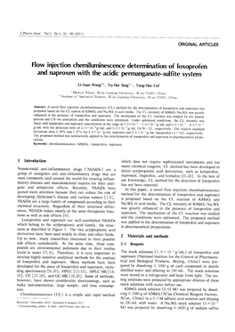 Flow Injection Chemiluminescence Determination of Loxoprofen and Naproxen with the Acidic Permanganate-Sulfite System