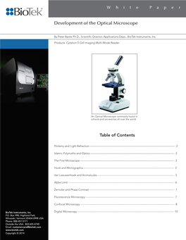 Development of the Optical Microscope