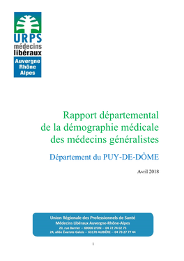 Rapport Départemental De La Démographie Médicale Des