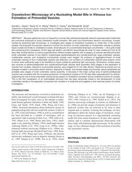 Cryoelectron Microscopy of a Nucleating Model Bile in Vitreous Ice: Formation of Primordial Vesicles