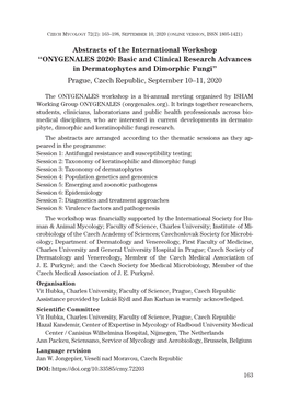 Abstracts of the International Workshop “ONYGENALES 2020