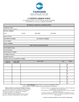 Catering Order Form