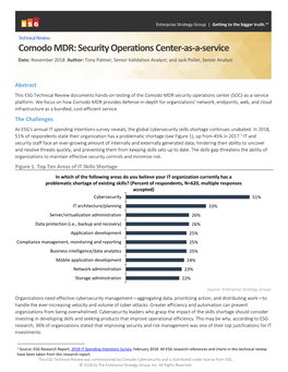 Security Operations Center-As-A-Service Date: November 2018 Author: Tony Palmer, Senior Validation Analyst; and Jack Poller, Senior Analyst