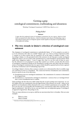 Getting a Grip: Ontological Commitment, Truthmaking and Aboutness