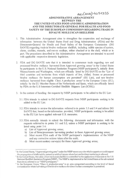 Administrative Arrangement Between the United States Food and Drug